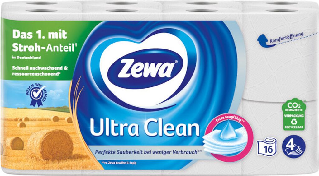 Zewa Ultra Clean Toilettenpapier 4-lagig 16x135 Blatt