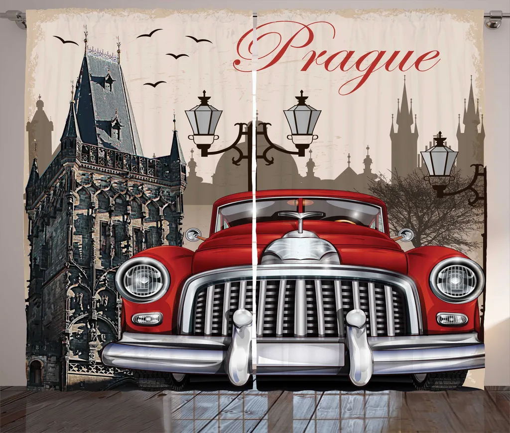 Rideaux Occultants Légers pour Grandes Fenêtres, Motif Prague 280x225 cm
