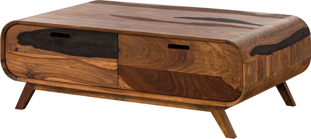 MASSIVMOEBEL24 Couchtisch Sheesham 120x70x40 dunkelbraun lackiert MAILAND #135