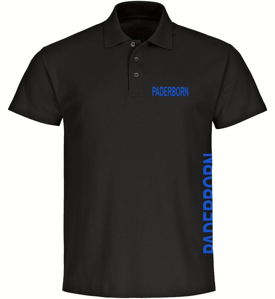 multifanshop Poloshirt - Paderborn - Brust & Seite, schwarz, Größe 5XL