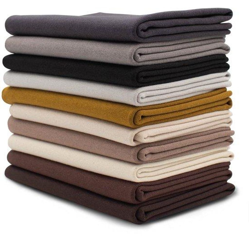 10er Set Buisvormige Stoffen 70cm breit 95% Baumwolle 5% Elasthan Select Jersey (Grau/Braun Töne)