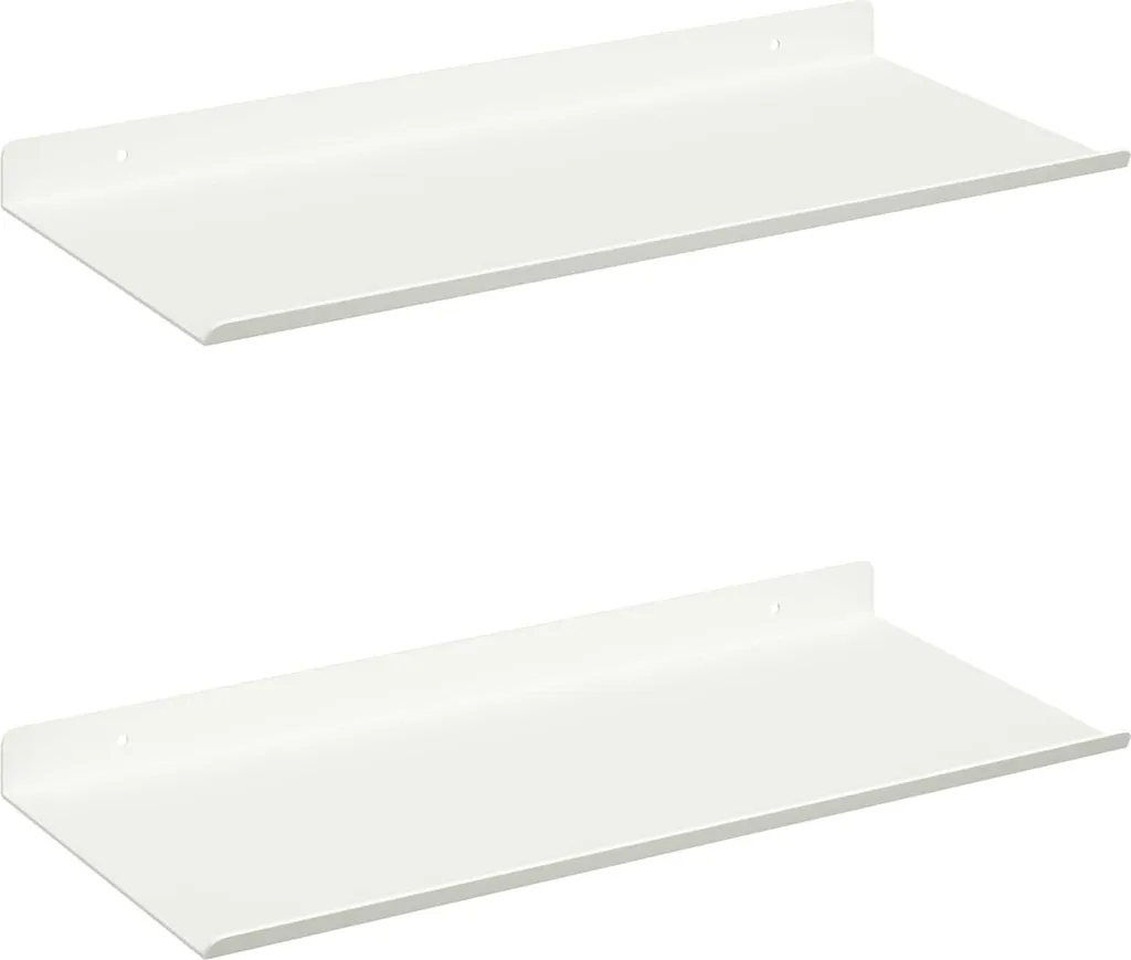 Scaffale a Muro 40cm Acciaio Bianco 2 Pezzi | Mensole Sospese Moderne