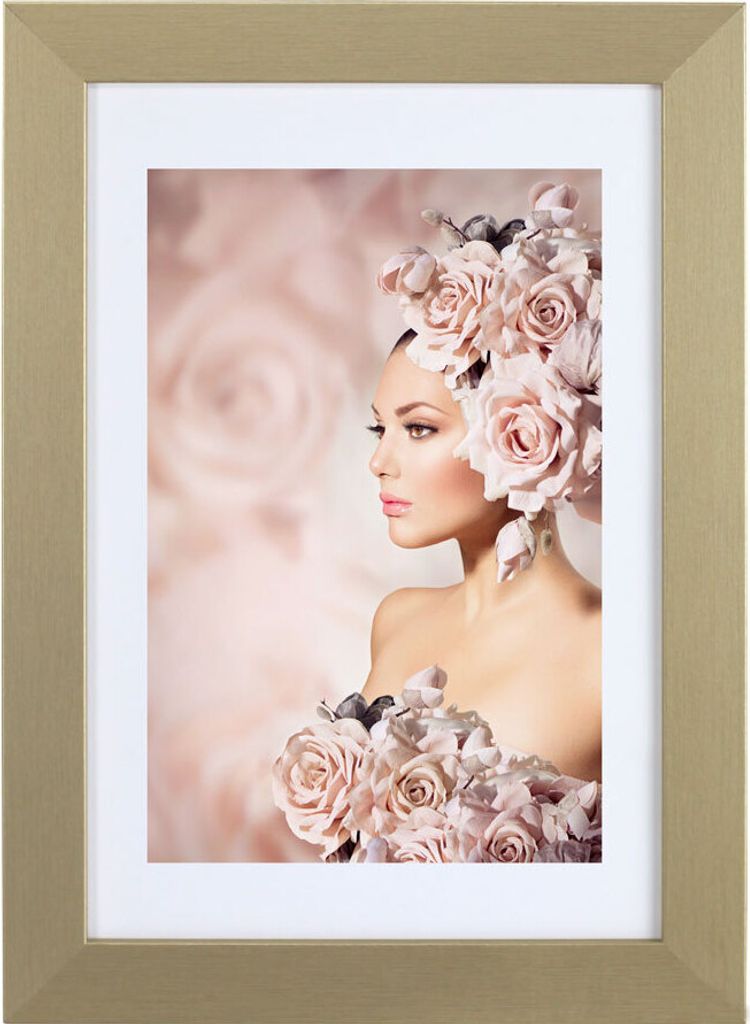 Bilderrahmen Holz Rahmen Plexi Acryl Collage Wanddeko Poster quadratisch S215 - Farbe: Gold | Format: 29,7x42 A3