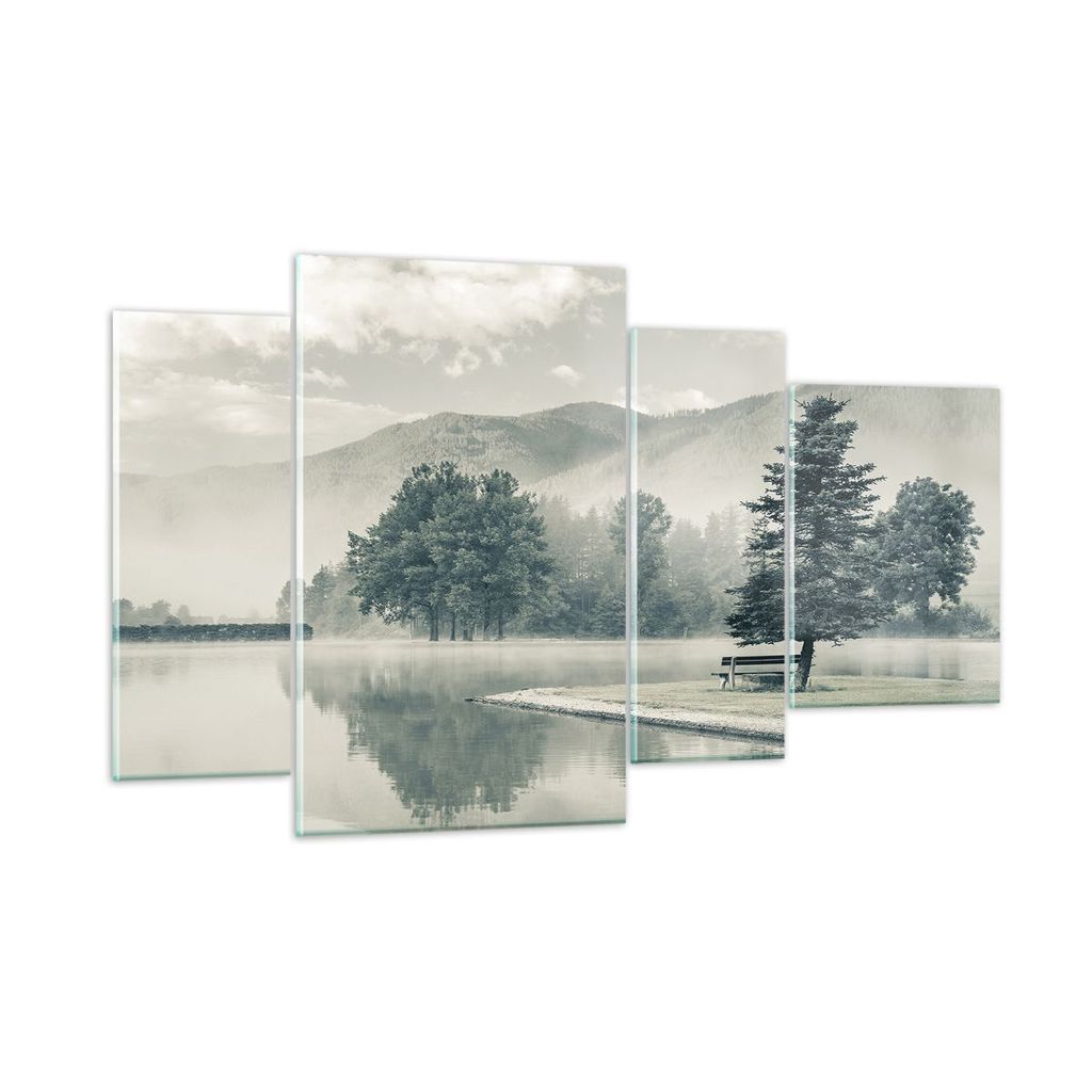 Bilder auf glas - 4 Teile - Cool Landschaft Berge - 120x70cm - Glasbilder - Wandbilder - Bilder - zum Aufhängen bereit - Wanddekoration aus Glas -...