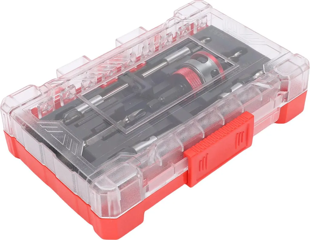 Jeu de forets à chanfreiner avec butée de profondeur réglable rouge - 18
