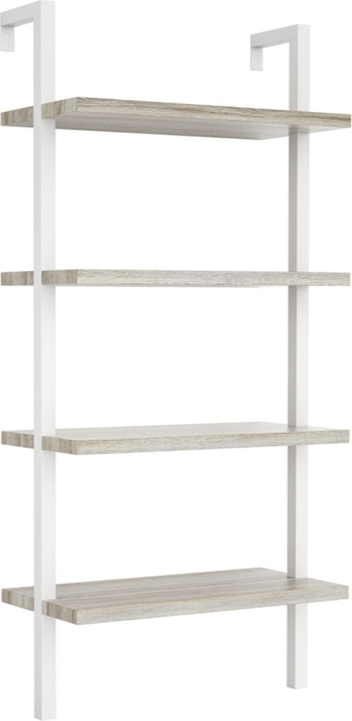 Wandregal Leiter Bücherregal Sturdy - Industrie Metall Holz - 152 cm hoch - weiß