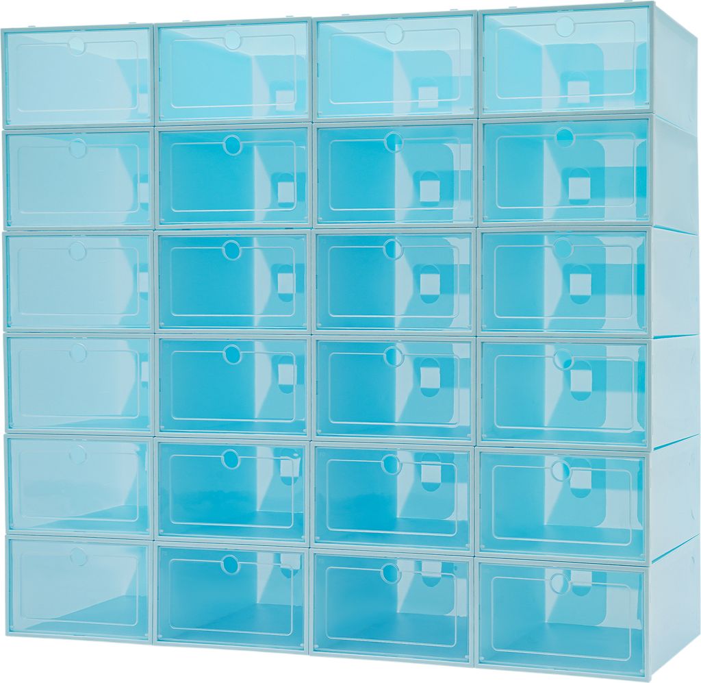 24 x Schuhkartons Schuhaufbewahrungsboxen Blau stapelbare Schuhaufbewahrungsorganisator