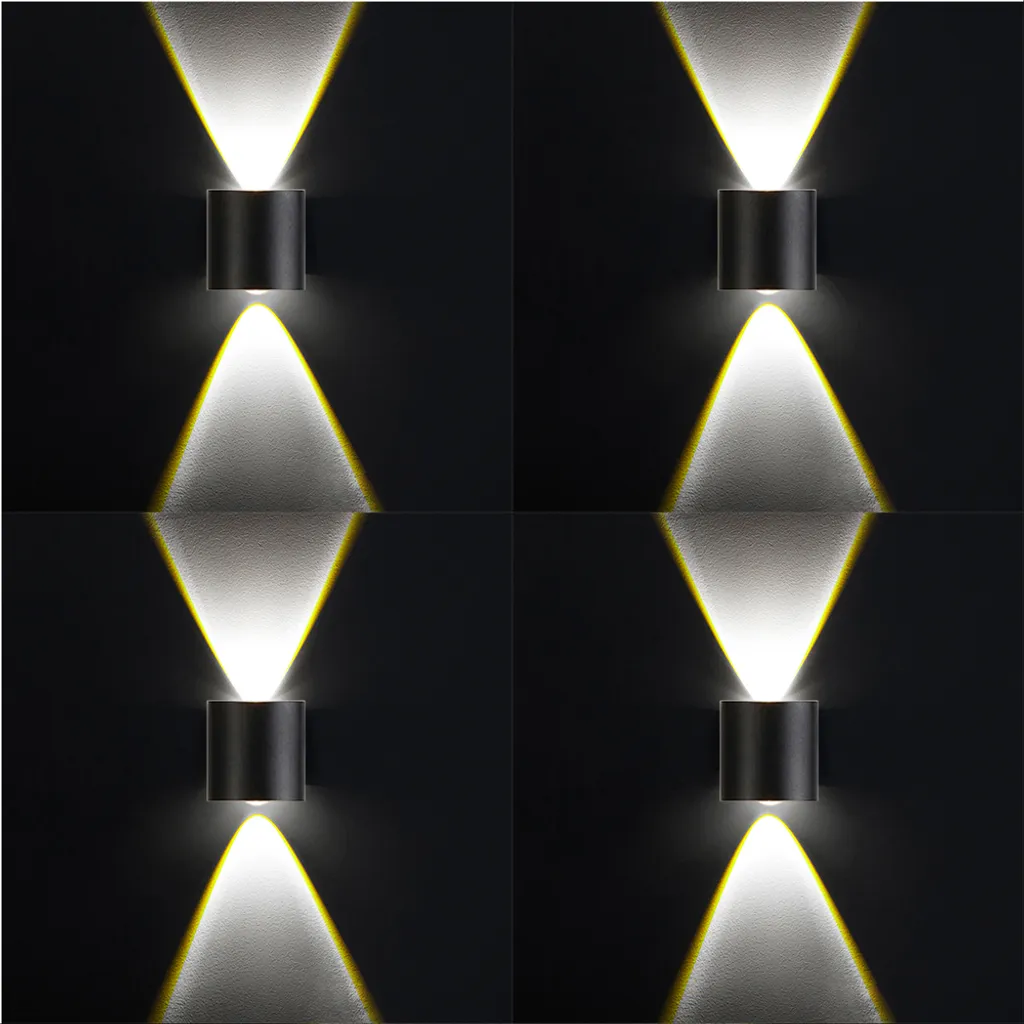 Illuminazione Moderna LED 4x Parete IP65 2W Alluminio Nero Opaco