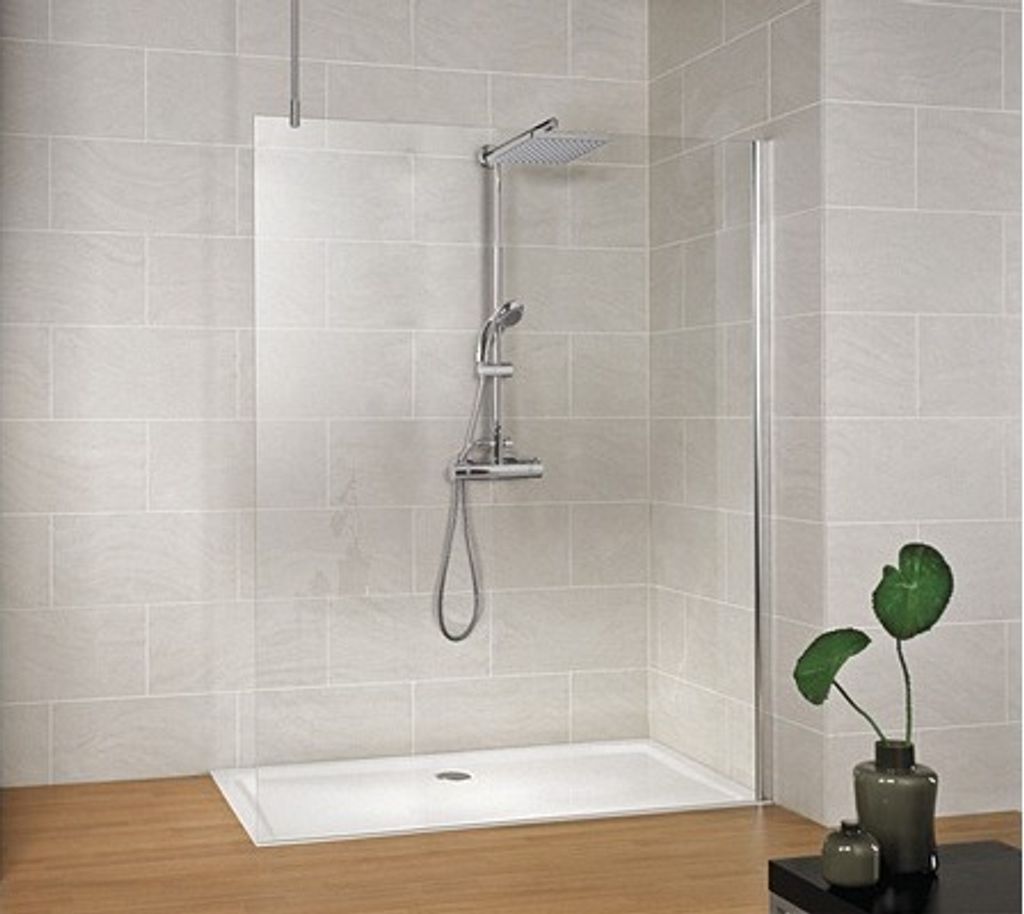 Walk In Duschwand M6 Schulte MasterClass Breite 140 cm Klarglas Profilfarbe chrom inkl. Deckenstrebe