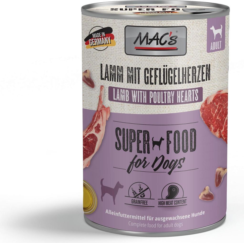 MAC's DOG - Dose 6x400g | Lamm mit Geflügelherzen