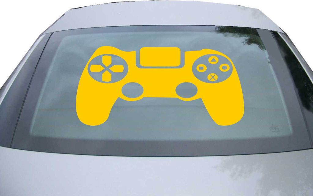 Indigos UG - Aufkleber Heckscheibe & Motorklappe DE7036 - gold - 600x528 mm - Controler Retro Spiel zocken Games Spiel - Auto Scheiben Fenster Heck...