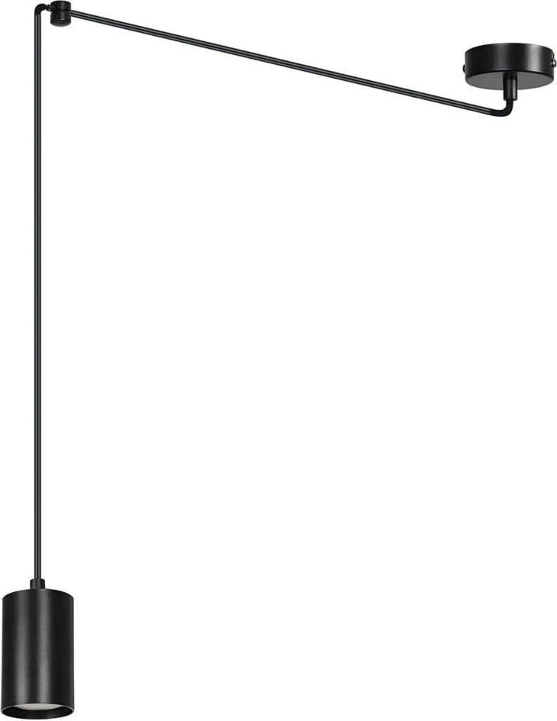 Lustre suspension cylindrique noire Traker 1 pour éclairage intérieur