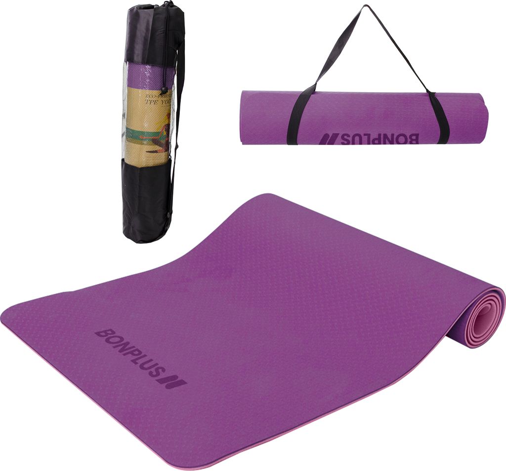 Bonplus BP | Yoga- und Pilatesmatte | Sportmatte| Inklusive Schultergurt und Tragetasche | Ideal für den Sport zu Hause | Ökologisches TPE