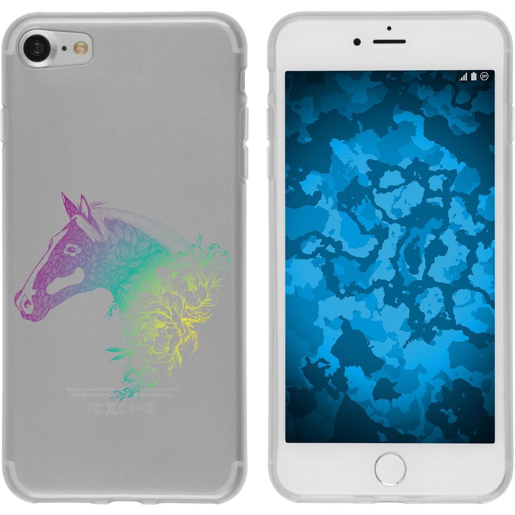 PhoneNatic Case kompatibel mit Apple iPhone 8 Silikon-Hülle Floral Pferd M5-4