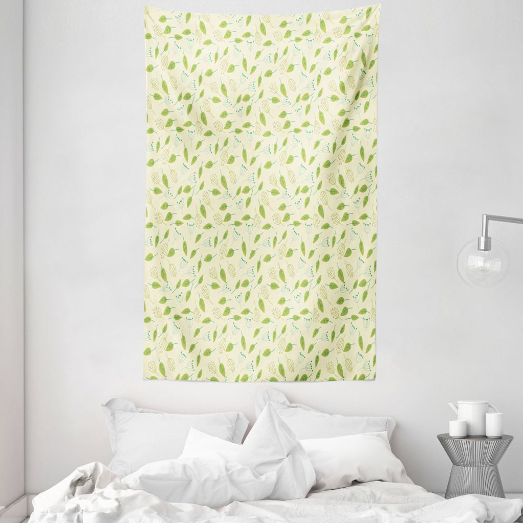 ABAKUHAUS Blätter Wandteppich und Tagesdecke, Zier Natur Botanical aus Weiches Mikrofaser Stoff Waschbar ohne Verblassen Digitaldruck, 140 x 230 c...