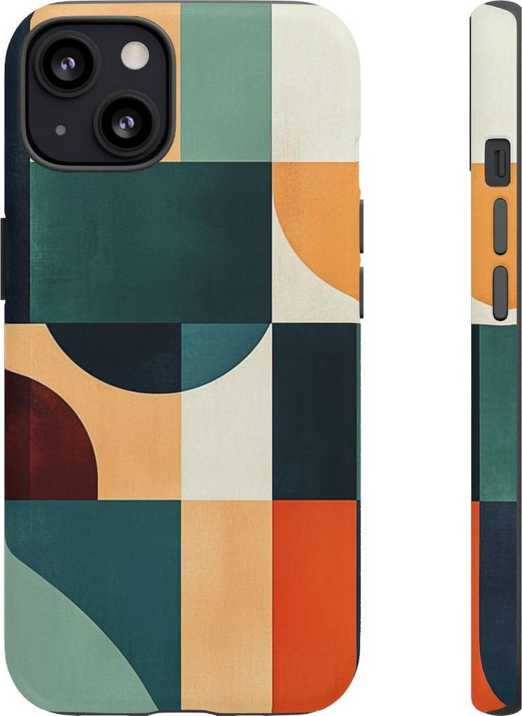 Geometrische Formen in warmen und kühlen Farben – Hülle Kompatibel mit iPhone 13