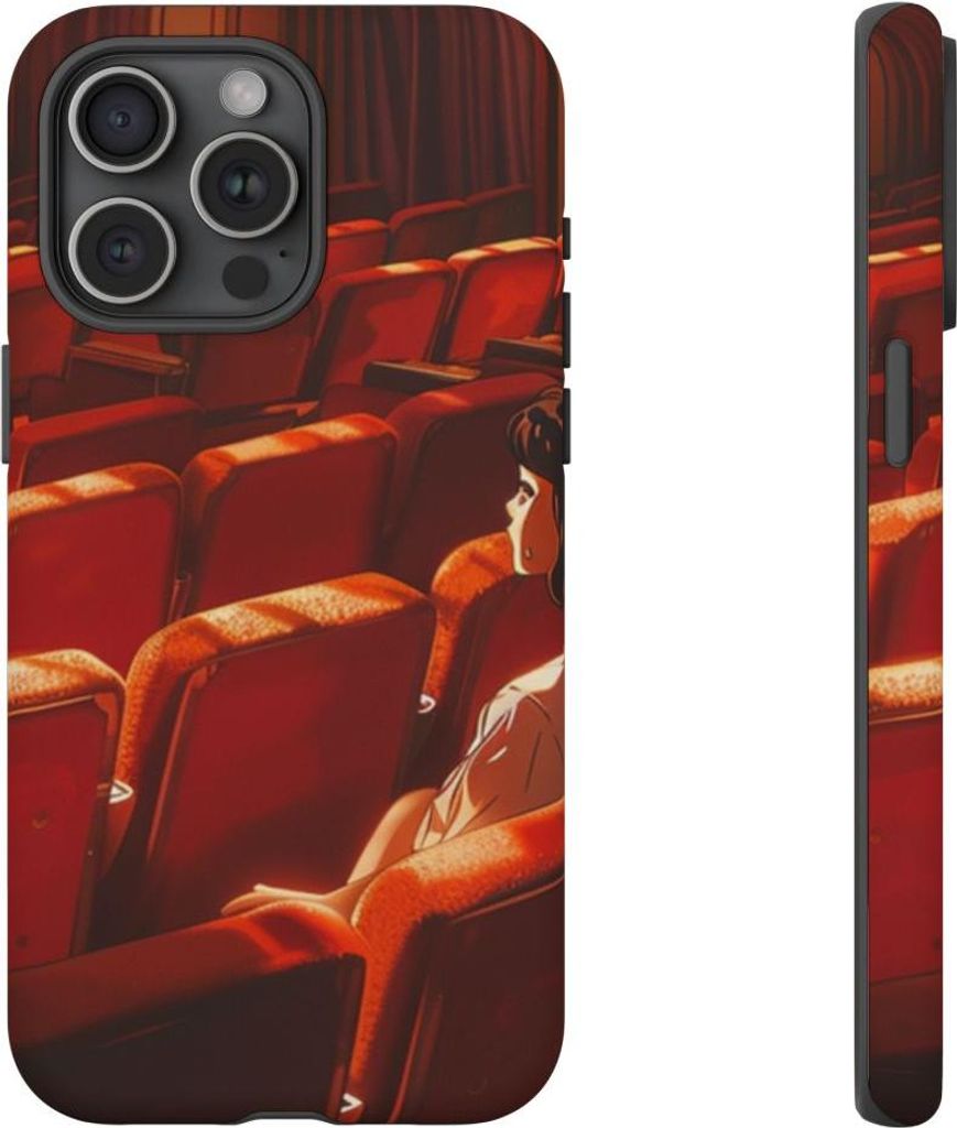 Nachdenkliches Mädchen auf roten Theatersitzen – Hülle Kompatibel mit iPhone 15 Pro Max