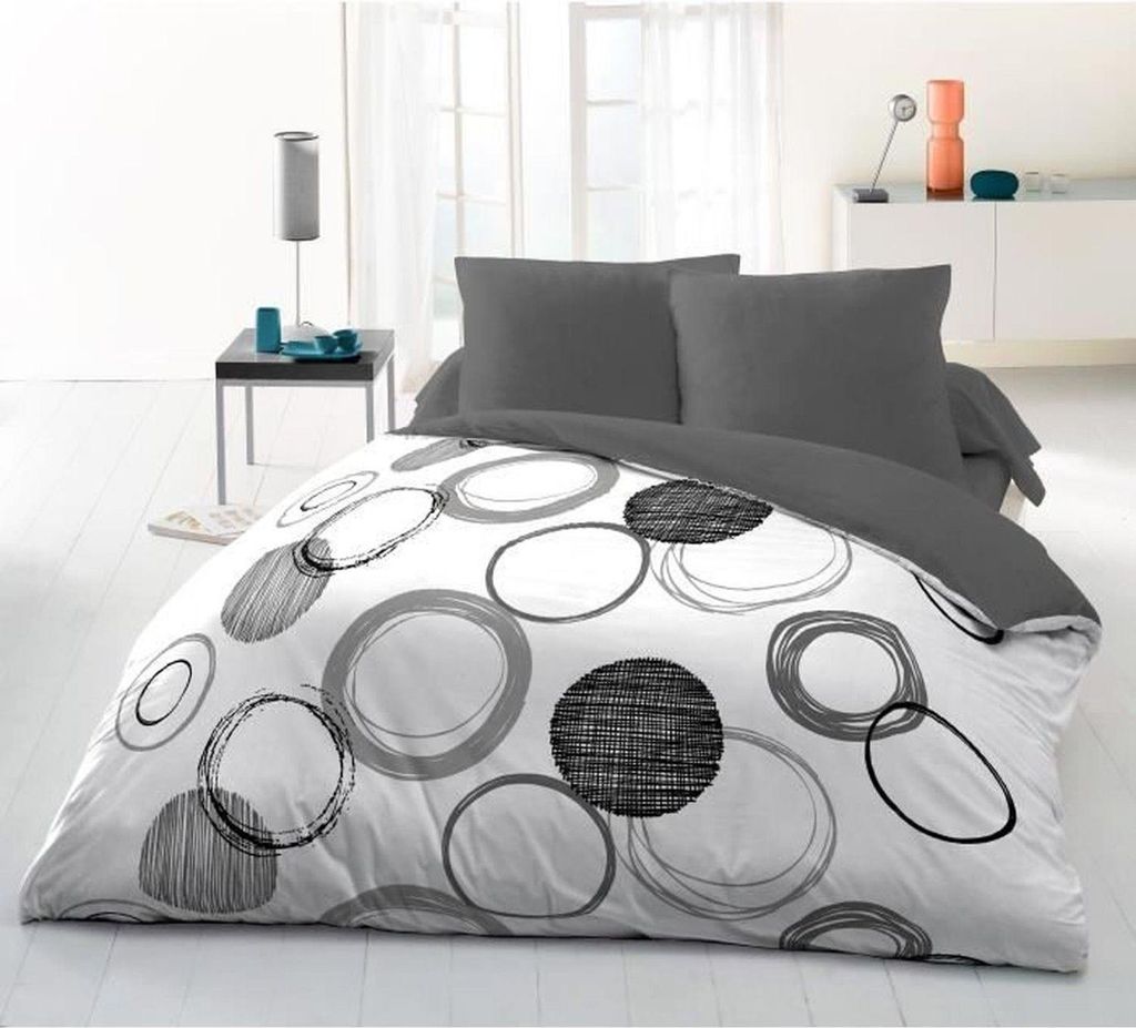 Mikrofaser-Bettwäscheset – Bettbezug 240 x 260 cm + 2 Kissenbezüge 63 x 63 cm – Hellgrau