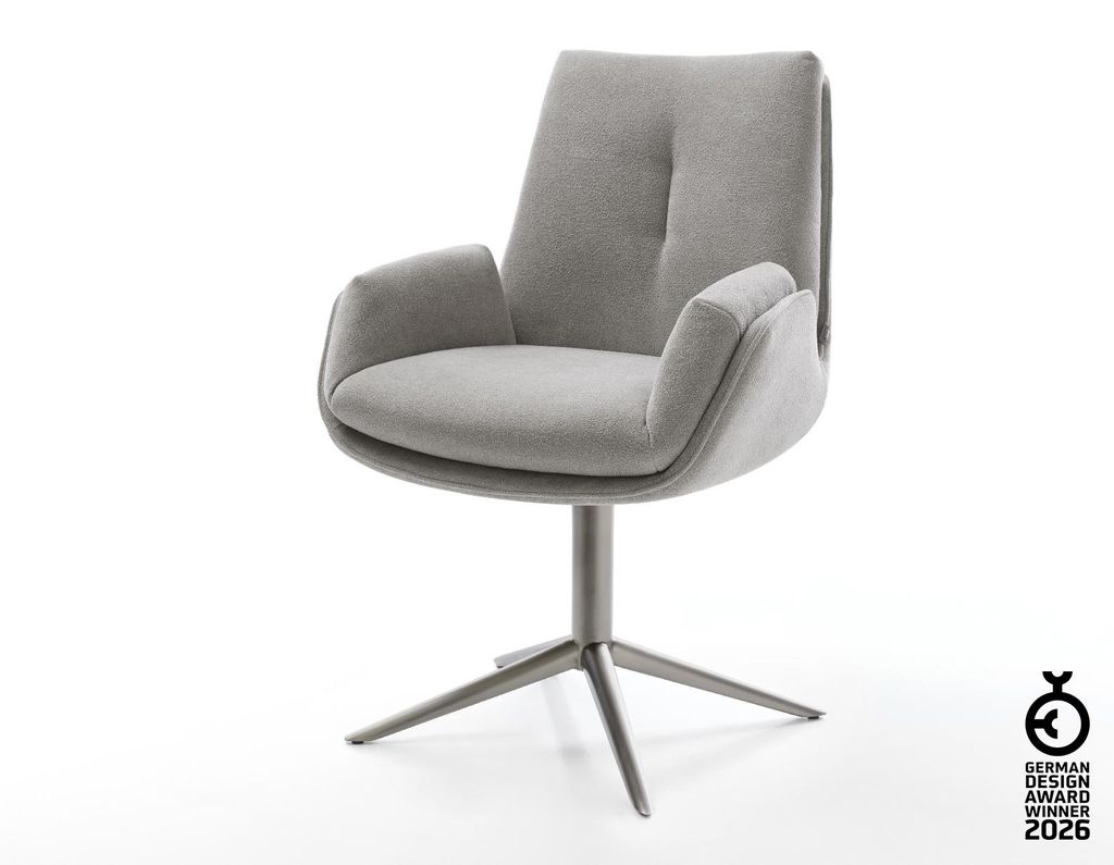 DELIFE Drehstuhl Clea-Flex Strukturstoff Soft Grau Fußkreuz Graphit 360° drehbar Wippfunktion