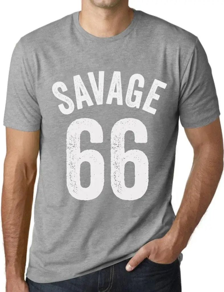 Herren Grafik T-Shirt Savage 66 Geschenk 66. Geburtstag Jahrestag 66 Jahre Jubiläum 66 Jährige Mann Jahrgang 1958 Kurzarm Lustige Druck