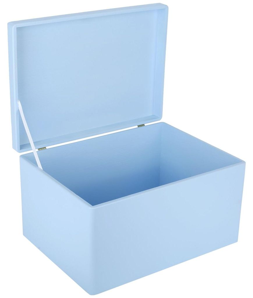 Creative Deco XXL Blauwe Houten Doos met Deksel Opbergdoos, Productafbeelding 