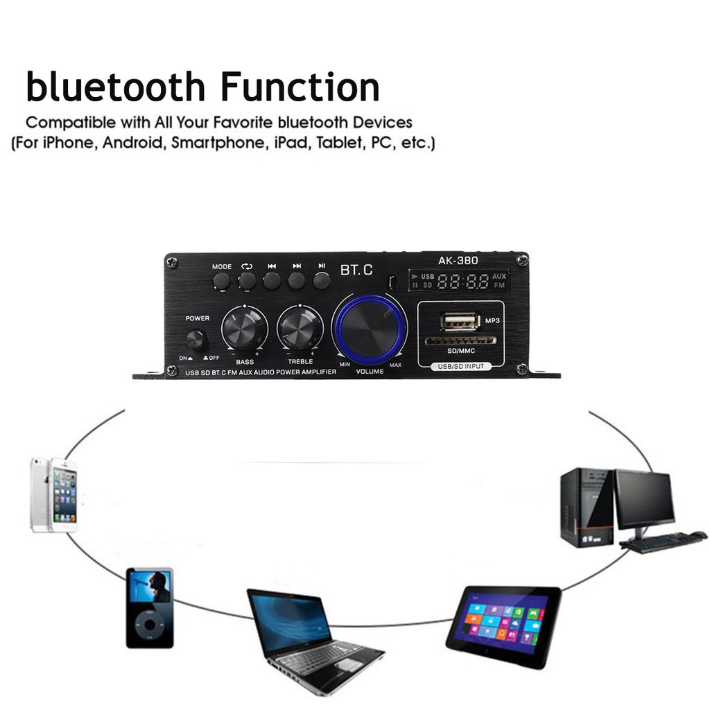 800W HiFi Bluetooth Audio Auto Amplifier Verstärker Stereo FM USB SD Karte DHL 