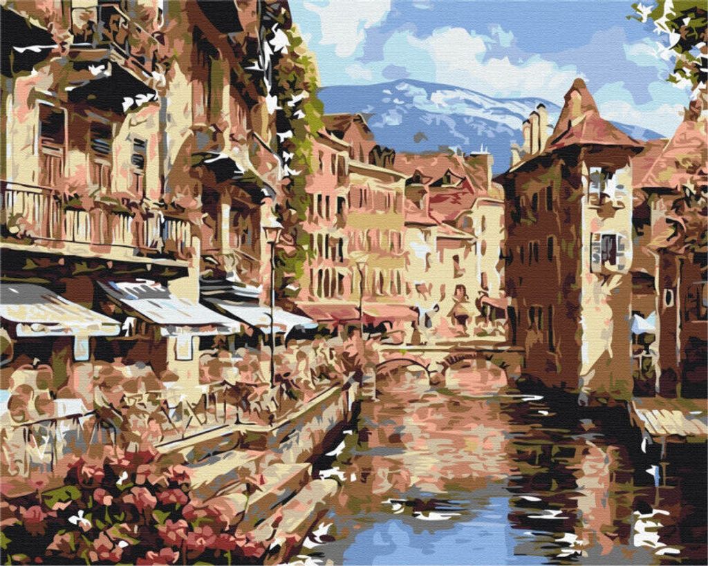Bild Malen Sie! Malen nach Zahlen. Stadt am Fluss
