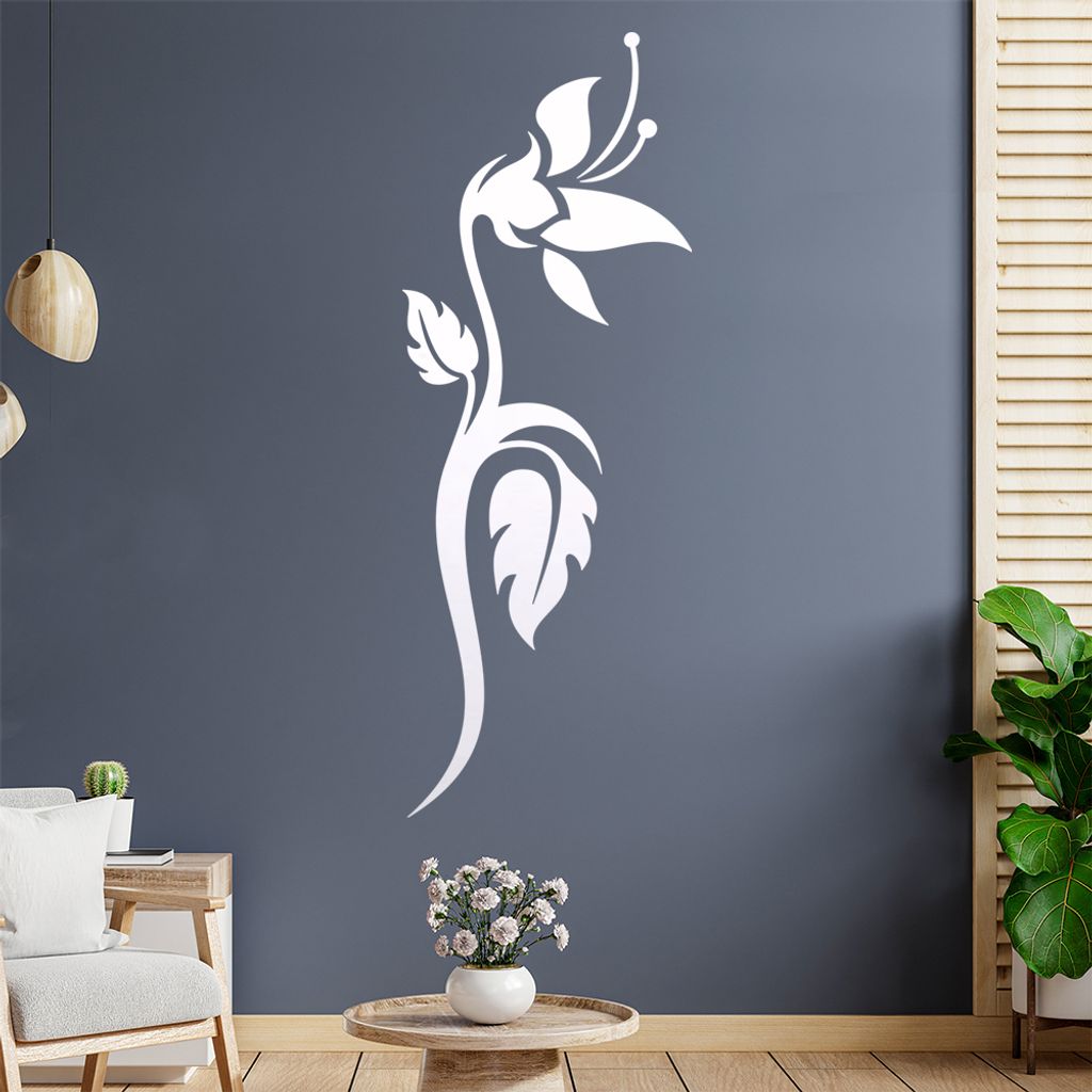 Blume - Linien Wandtattoo in 6 Größen - Wandaufkleber Wall Sticker - Dekoration, Küche, Wohnzimmer, Schlafzimmer, Badezimmer
