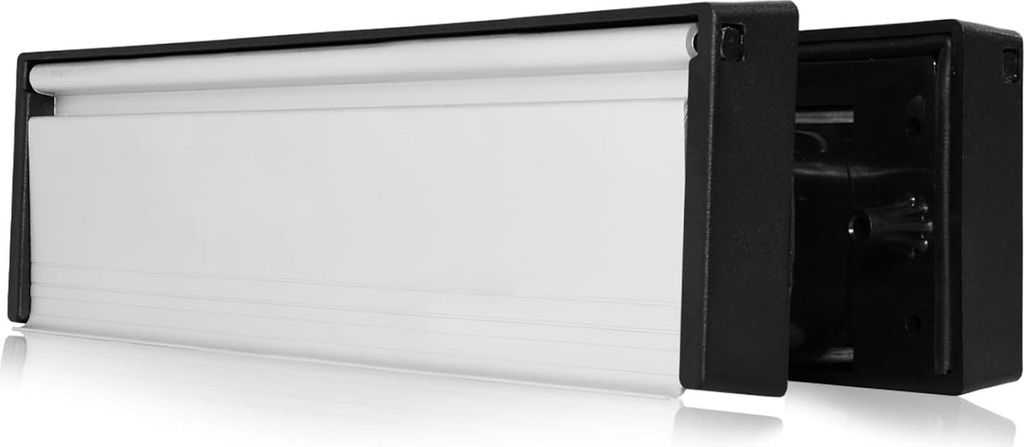 Briefeinwurf 12 Zoll matt verchromt premium - teleskopische Hülsen - für Holz-, Verbund- und uPVC-Mittelstegtüren mit 40-80 mm Türdicke