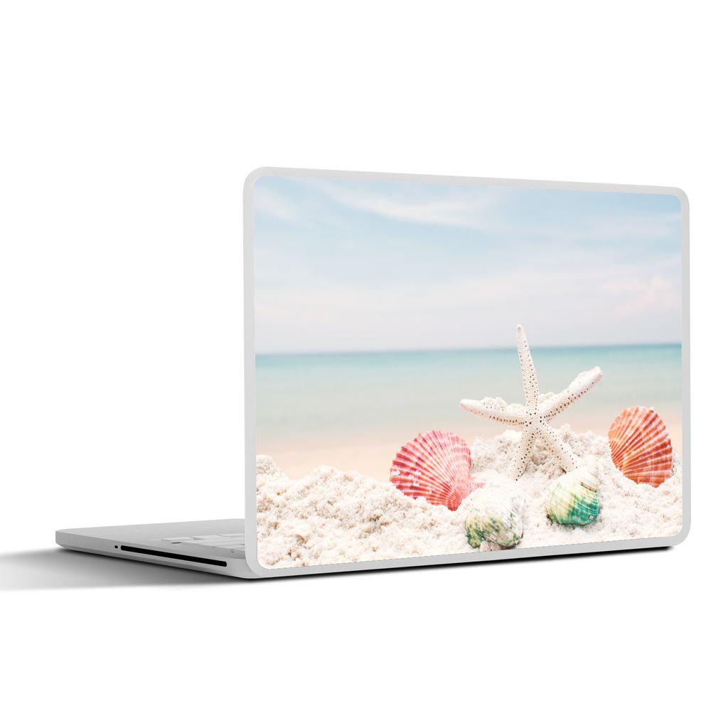 MuchoWow Laptop Aufkleber Sticker Cover Seesterne - Muscheln - Meer 25x18 cm - Laptop-Deko