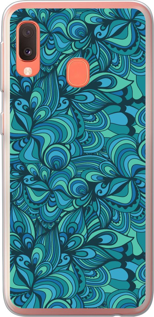 MuchoWow Handyhülle Schutzhülle Hülle für Telefoonhoesje Samsung Galaxy A20e Design - Vintage - Blau - Türkis Silikon Softcase Handy Hülle ...