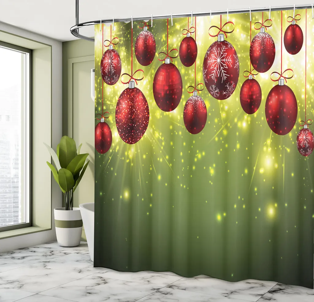 Rideau de Douche Noël Coloré et Vivant 175x240 cm en Tissu Résistant