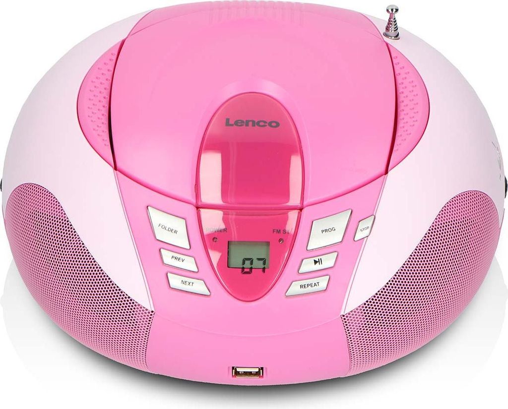 Radio FM portable, lecteur CD et USB - Rose, format compact Image du produit 