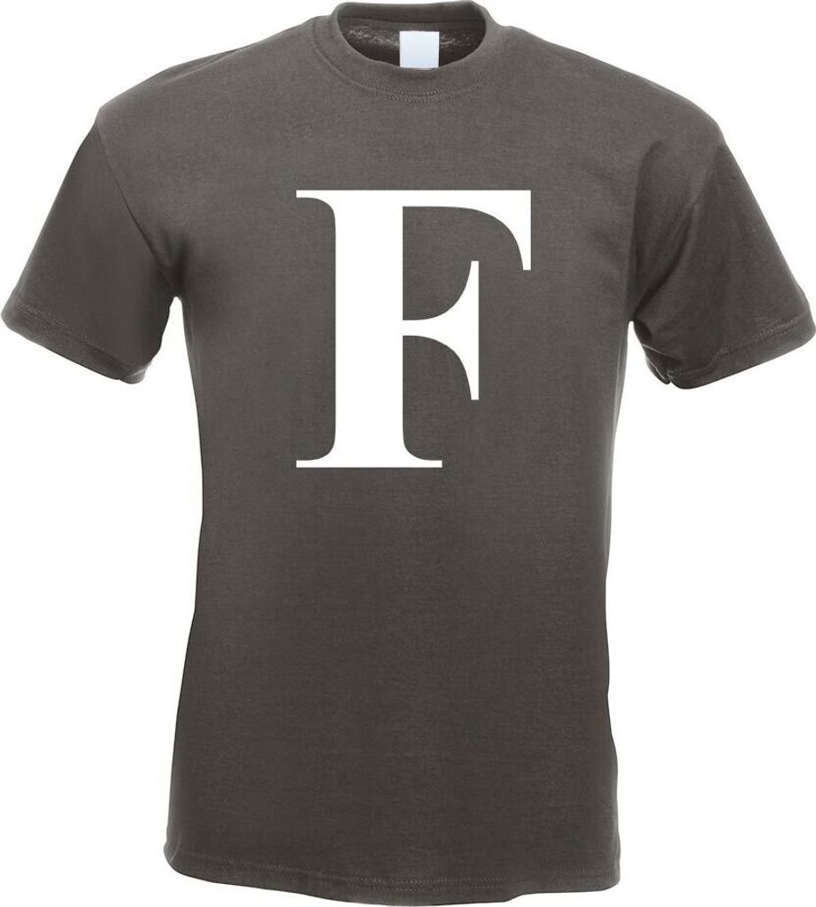 Kiwistar - T-Shirt - Graphit - Buchstabe F - Alphabet Motiv Bedruckt Funshirt Design Print - mit Motiv Bedruckt - Funshirt Design - Sport - Freizei...