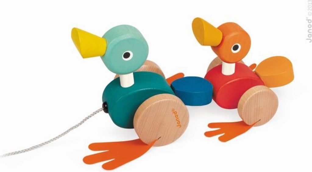 Janod Holz Nachziehspielzeug - Entenfamilie - Motorikspielzeug Kleinkind