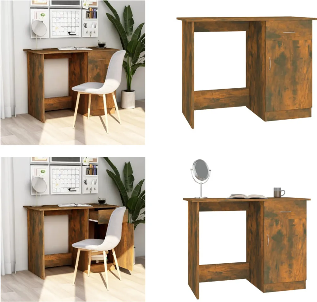 Scrivania Computer 100x50 Rovere Fumo | Tavolo Ufficio Moderno