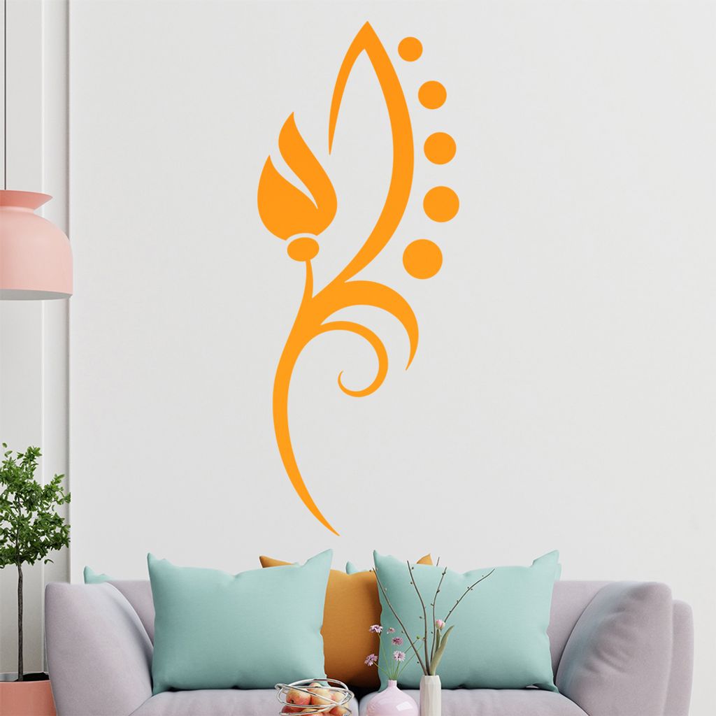 Blume- Linien Punkte Wandtattoo in 6 Größen - Wandaufkleber Wall Sticker - Dekoration, Küche, Wohnzimmer, Schlafzimmer, Badezimmer