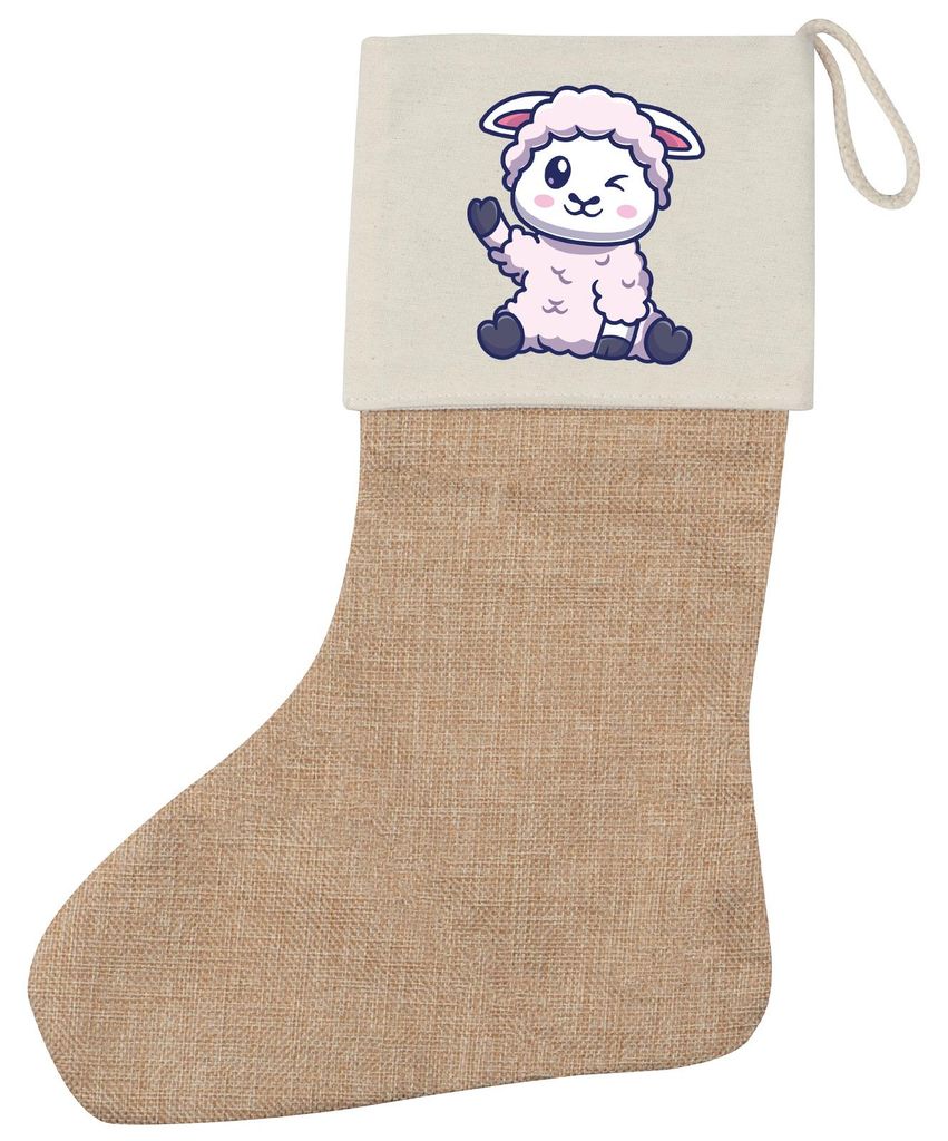 Huuraa Weihnachtsstrumpf Lamm Baby Schaf Beige Jute Kaminstrumpf Geschenkidee