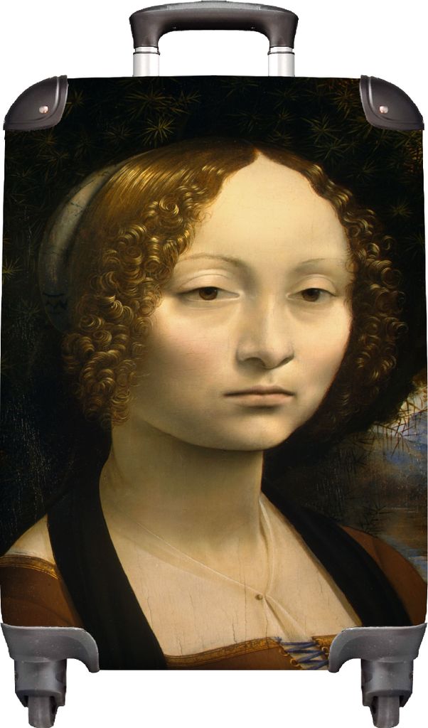 MuchoWow Koffer Handgepäck Trolley Rollkoffer Kleine Reisekoffer mit 4 Rollen - Ginevra de' Benci - Leonardo da Vinci - Cabin Size < 55x40x23 cm...