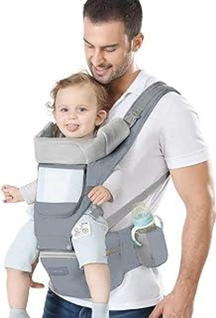 Marsupio Ergonomico Leggero e Traspirante | 0-48 Mesi | Nero/Grigio