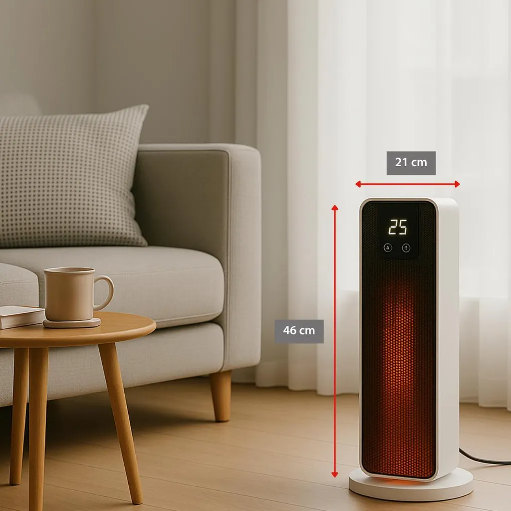 Stufa Elettrica a Torre PTC 2000W | Protezione Surriscaldamento e Timer - 3