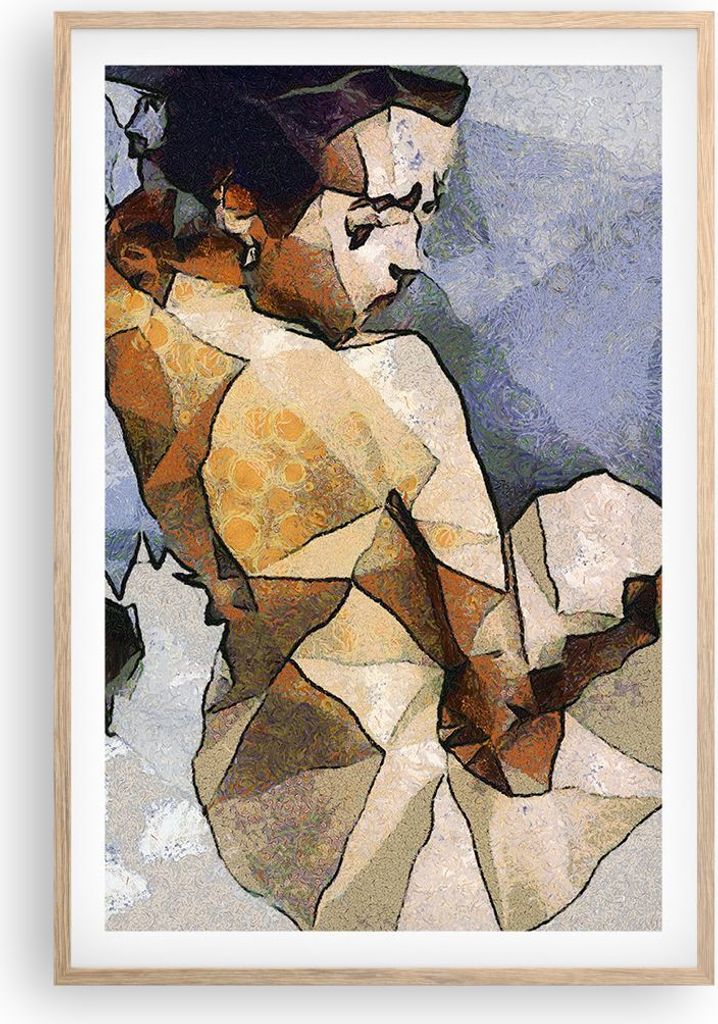 Gerahmtes Poster - Rahmen in heller Eiche - Figuren Geometrisch Frau - 61x91,5 cm - Wand Bild - Wanddeko - Wandbilder - Kunstposter - Wandposter - ...