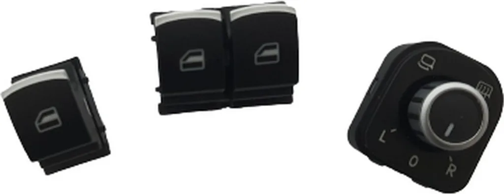 Set Interruttori Alzacristalli Rosso ALU Look per VW Golf 5 6 Plus
