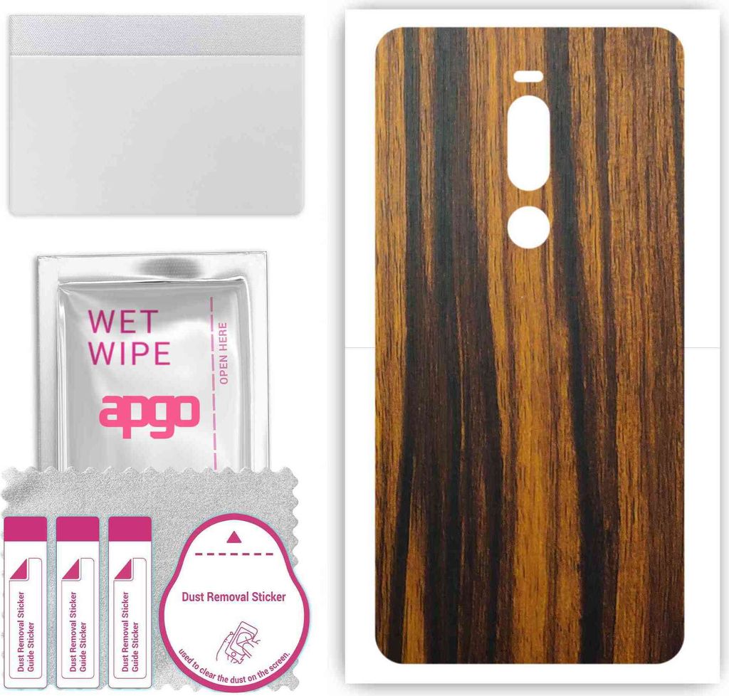 apgo Rückseite Schutzfolie, Skin, kompatibel mit Meizu X8, Hinten Displayschutzfolie aus Vinylfolie, kratzfest, einfache Montage - Tigerwood