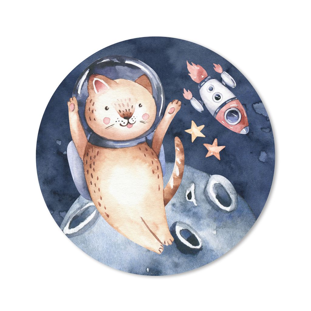 MuchoWow Mauspad Mousepad Weltraum - Rakete - Katze - Kind - Jungen - Mädchen - Kinder 40x40 cm - Mousepads - Maus Mat - Pad - Mausunterlage - S...