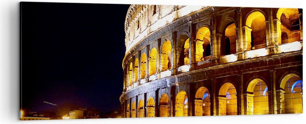 Bild auf Leinwand - Leinwandbild - Coloseum Rom Architektur - 140x50cm - Wand Bild - Wanddeko - Leinwanddruck - Bilder - Kunstdruck - Wanddekoratio...