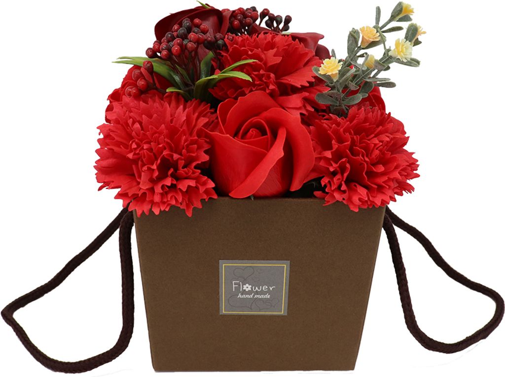 Seifenblumenstrauß - Rote Rosen und Nelken Produktbild 