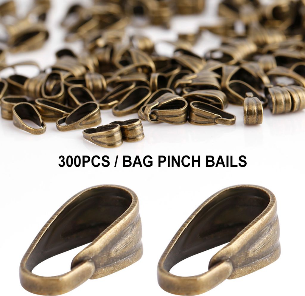 300 Stück Beutel mit bronzenen Legierungs-Pendant-Verbinder-Clips und -Verschlüssen - Schmuckzubehör