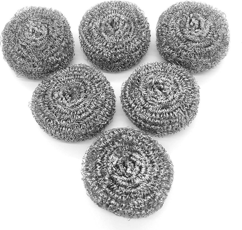 6er-Pack Edelstahlschwämme, Scheuerschwamm, Scheuerschwamm aus Stahlwolle für Küche, Bad und mehr