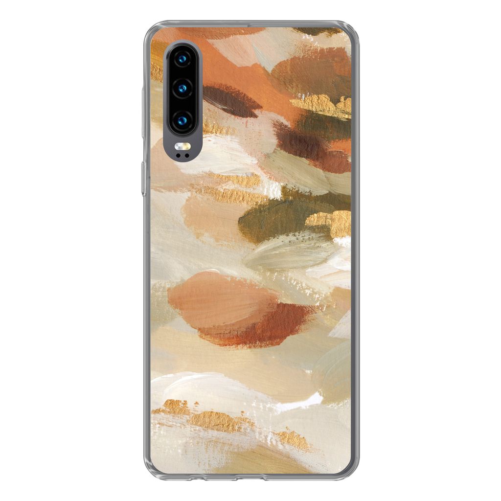 MuchoWow Handyhülle Schutzhülle Hülle für Huawei P30 Farbe - Gold - Braun Silikon Softcase Handy Hülle - Kartenbesitzer